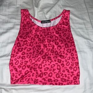 Hot pink cheetah print ribbed tank top